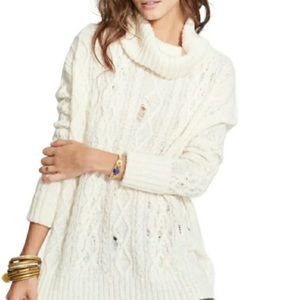 Free People Complex Oversize Cable Knit Ivory